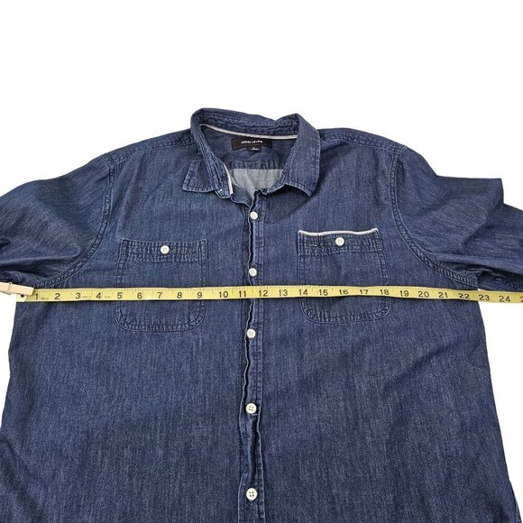 Adam Levine Men’s Blue Denim Button Up Long Sleeve Shirt - Size Large - Picture 7 of 13